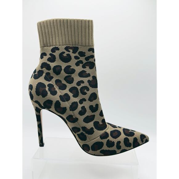 Gianvito Rossi Gray Leopard Print Knit Stretch Bootie  size 39.5 - Picture 1 of 12
